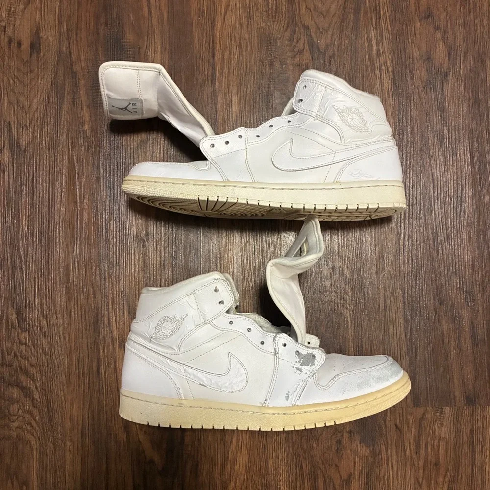 Nike Air Jordan 1 Mid Triple White 554724-100 Sz 11 Custom or Restoration